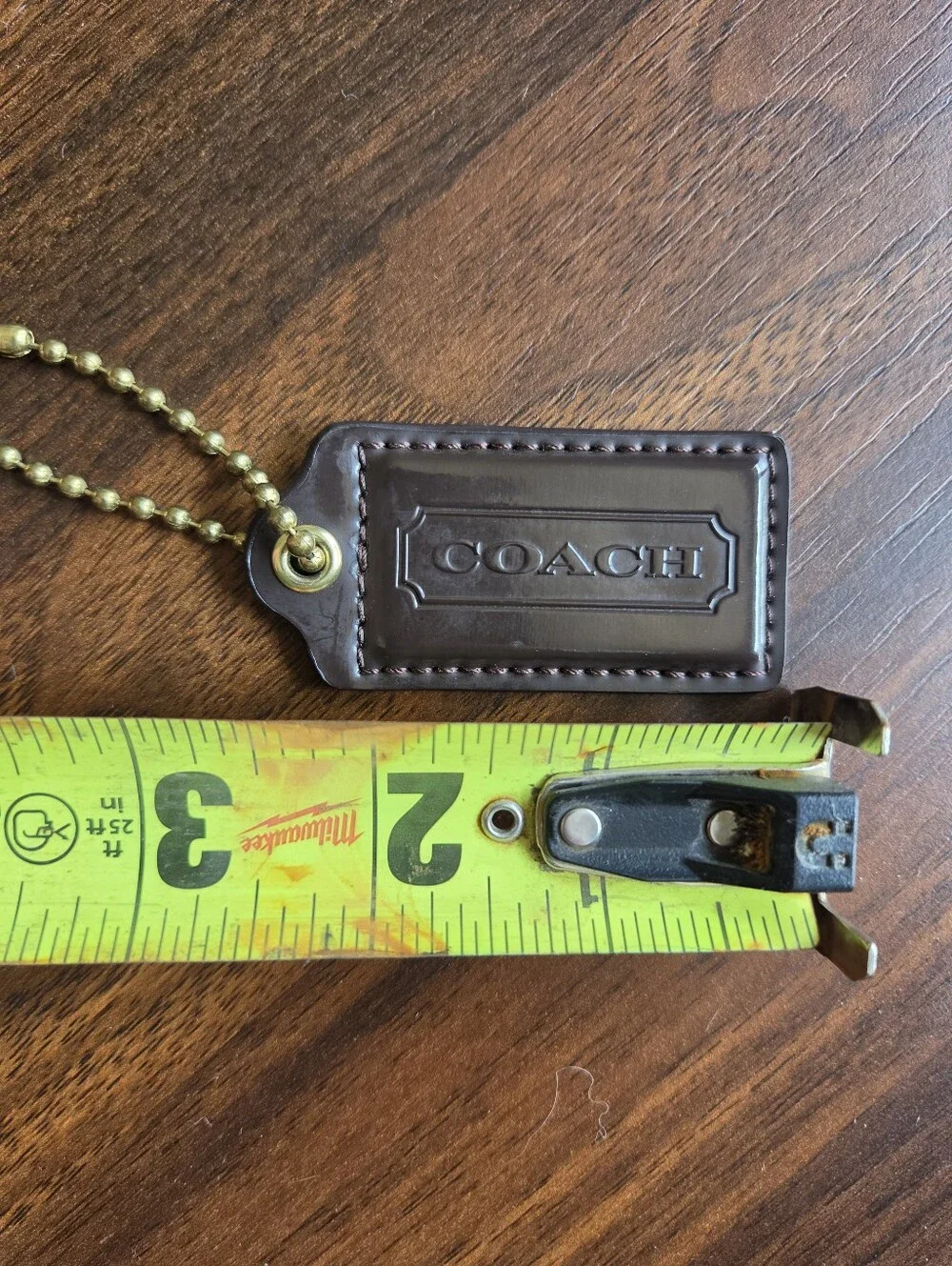 Coach Dark Brown Patent Leather Handbag Hangtag Charm Fob Chocolate